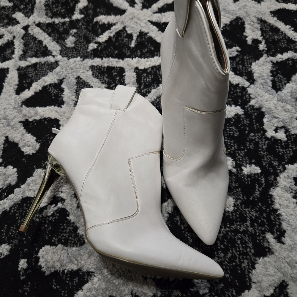 JustFab White Ankle Boots